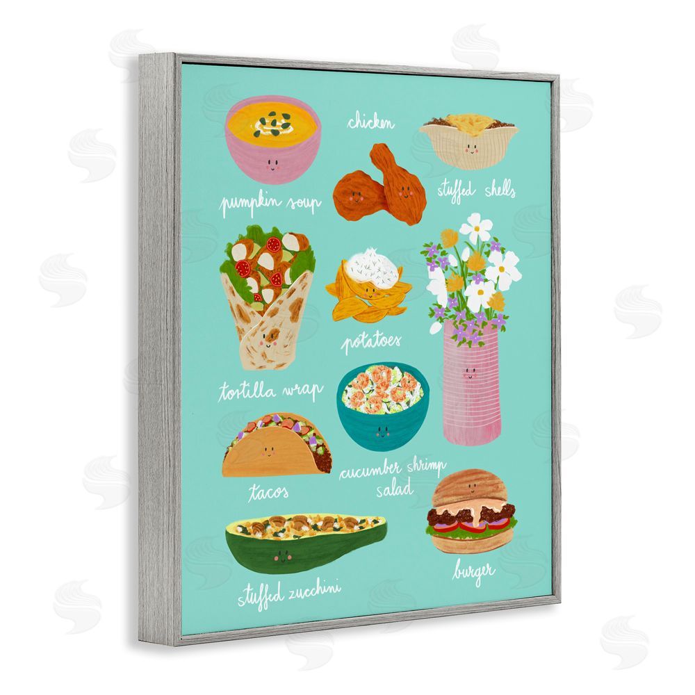 Metka Hiti Gourmet Lunch Food Collection Gray Framed Giclee Wall Art