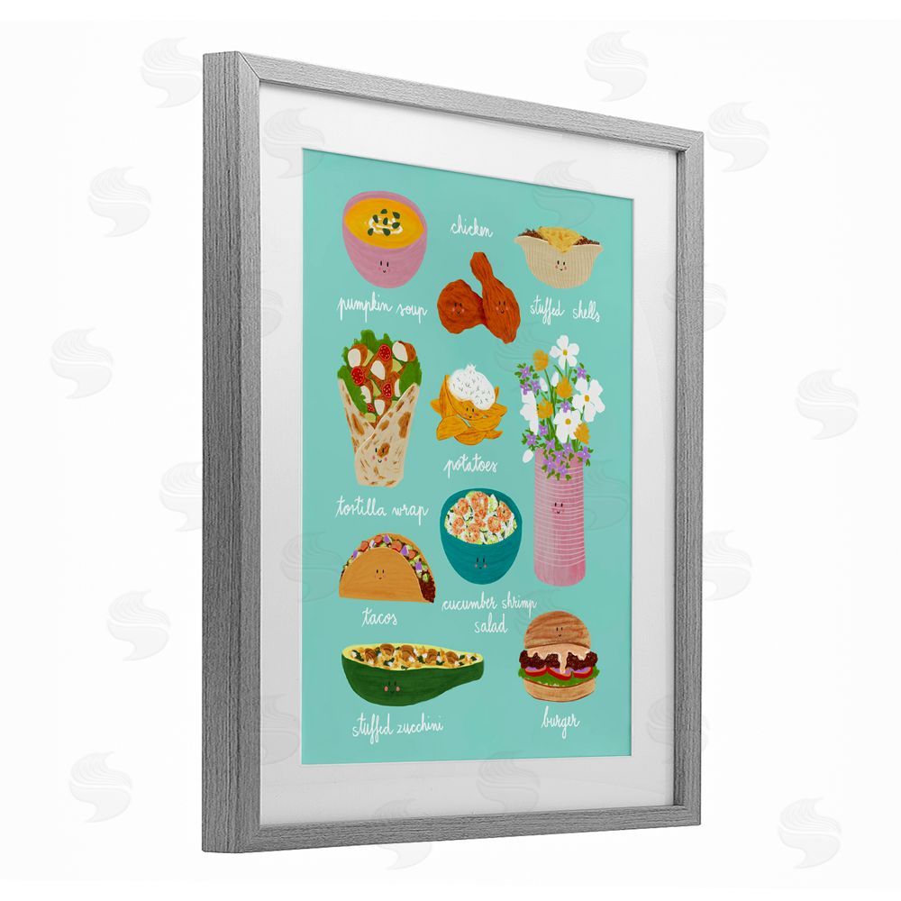 Metka Hiti Gourmet Lunch Food Collection Gray Framed Print Under Glass Wall Art
