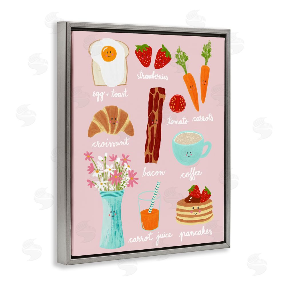 Metka Hiti Lush Summer Breakfast Gray Floating Framed Canvas Wall Art