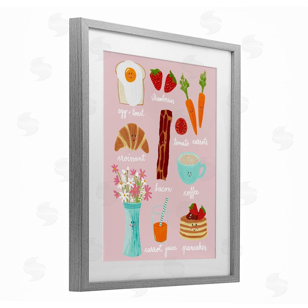 Metka Hiti Lush Summer Breakfast Gray Framed Print Under Glass Wall Art