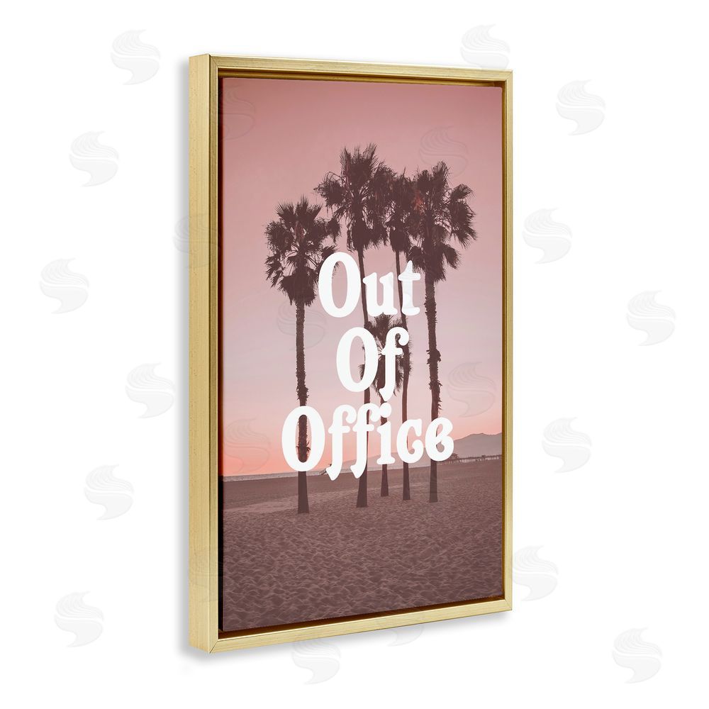 Daphne Polselli Out Of Office Tropical Escape Gold Floating Framed Canvas Wall Art
