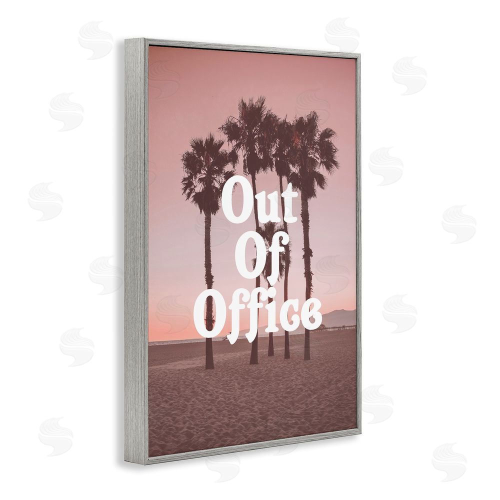 Daphne Polselli Out Of Office Tropical Escape Gray Framed Giclee Wall Art