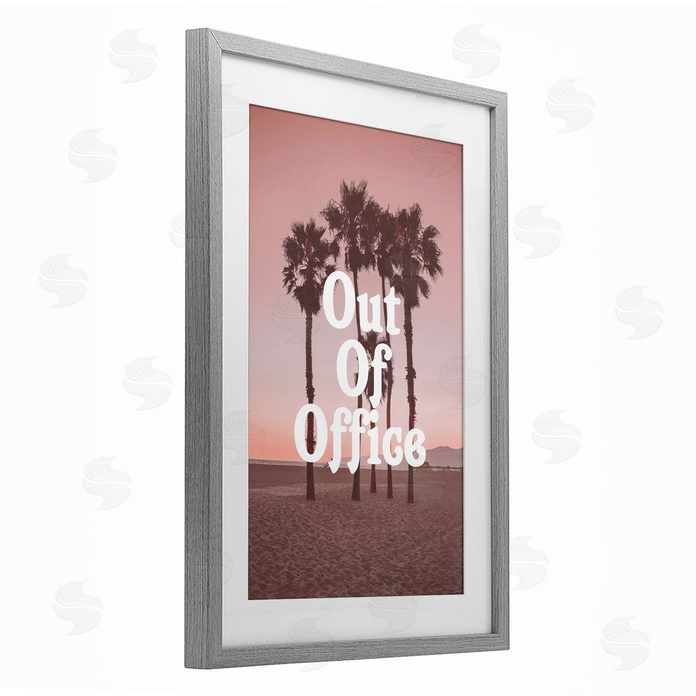 Daphne Polselli Out Of Office Tropical Escape Gray Framed Print Under Glass Wall Art