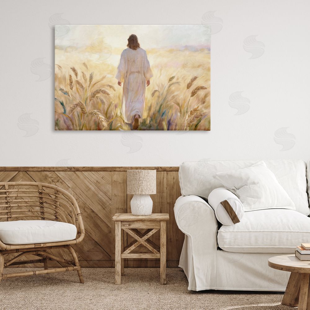 Kim Allen In His Steps Walking Faithfully Stretched Canvas Wall Art in Room