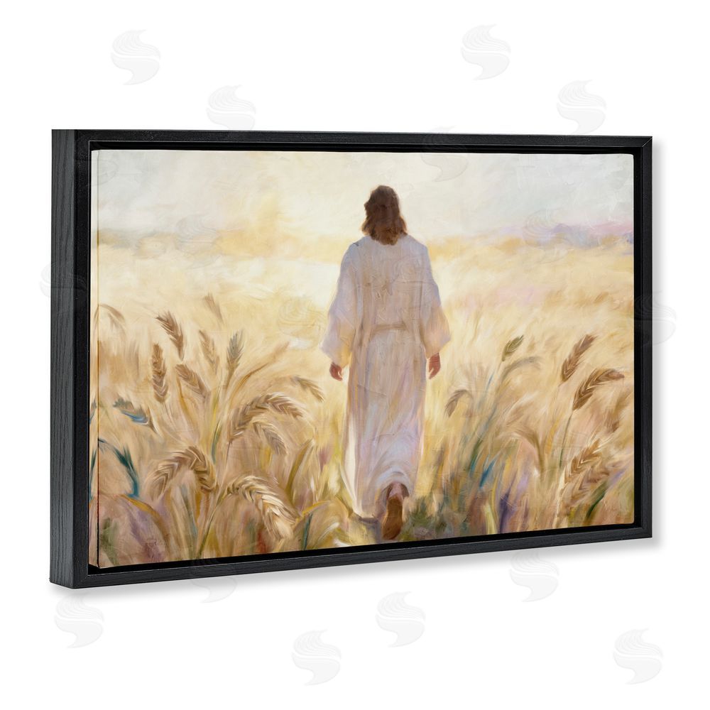 Kim Allen In His Steps Walking Faithfully Black Floating Framed Canvas Wall Art