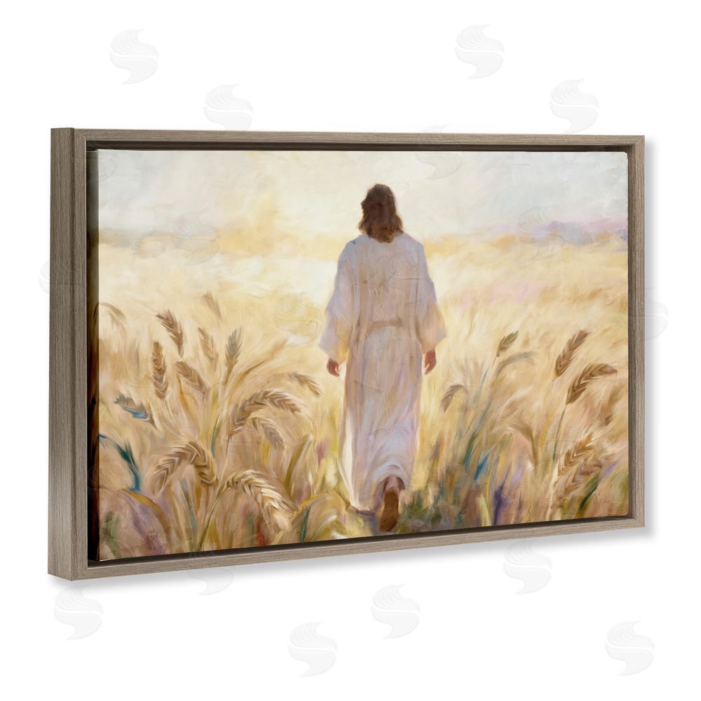 Kim Allen In His Steps Walking Faithfully Brown Floating Framed Canvas Wall Art