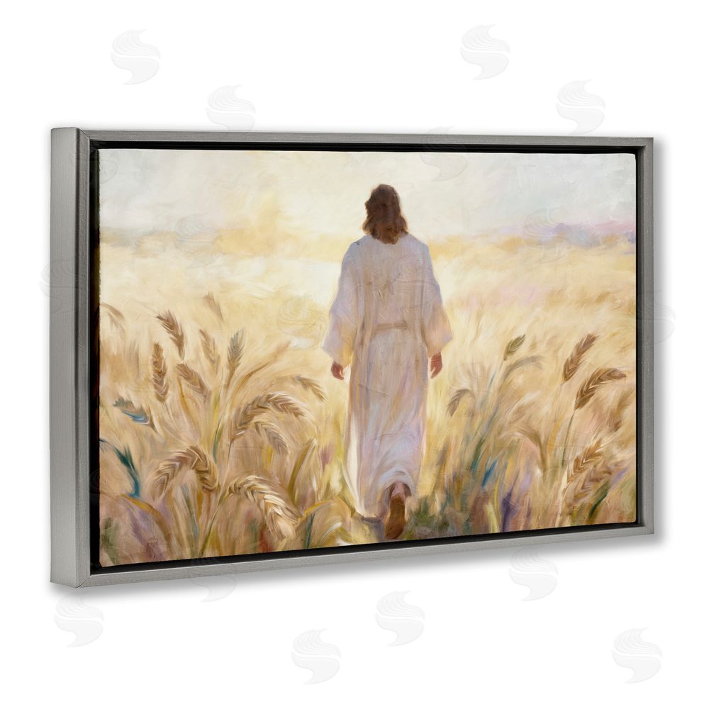 Kim Allen In His Steps Walking Faithfully Gray Floating Framed Canvas Wall Art