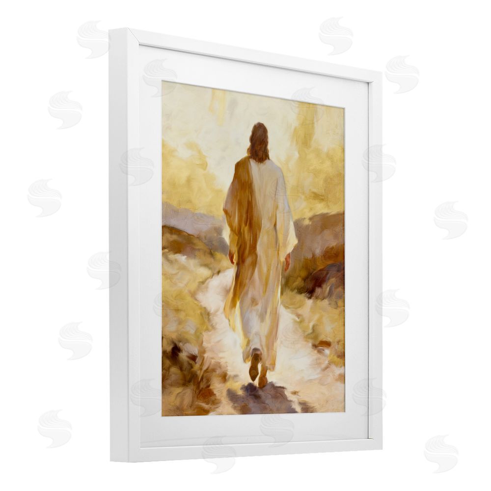 Kim Allen Walk By Faith Sunset White Framed Print Under Glass with White Mat Wall Art