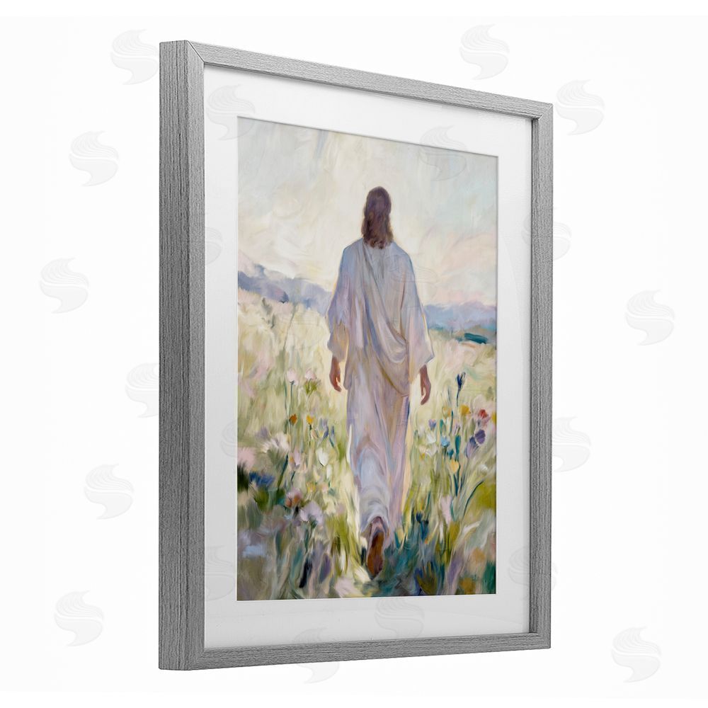 Kim Allen Wildflower Faithful Follower Gray Framed Print Under Glass with White Mat Wall Art