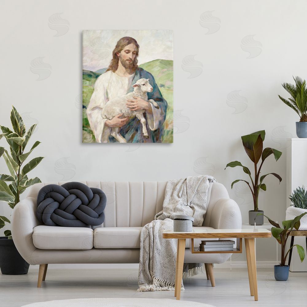 Kim Allen Little Lamb & Spiritual Figure Stretched Canvas Wall Art in Room