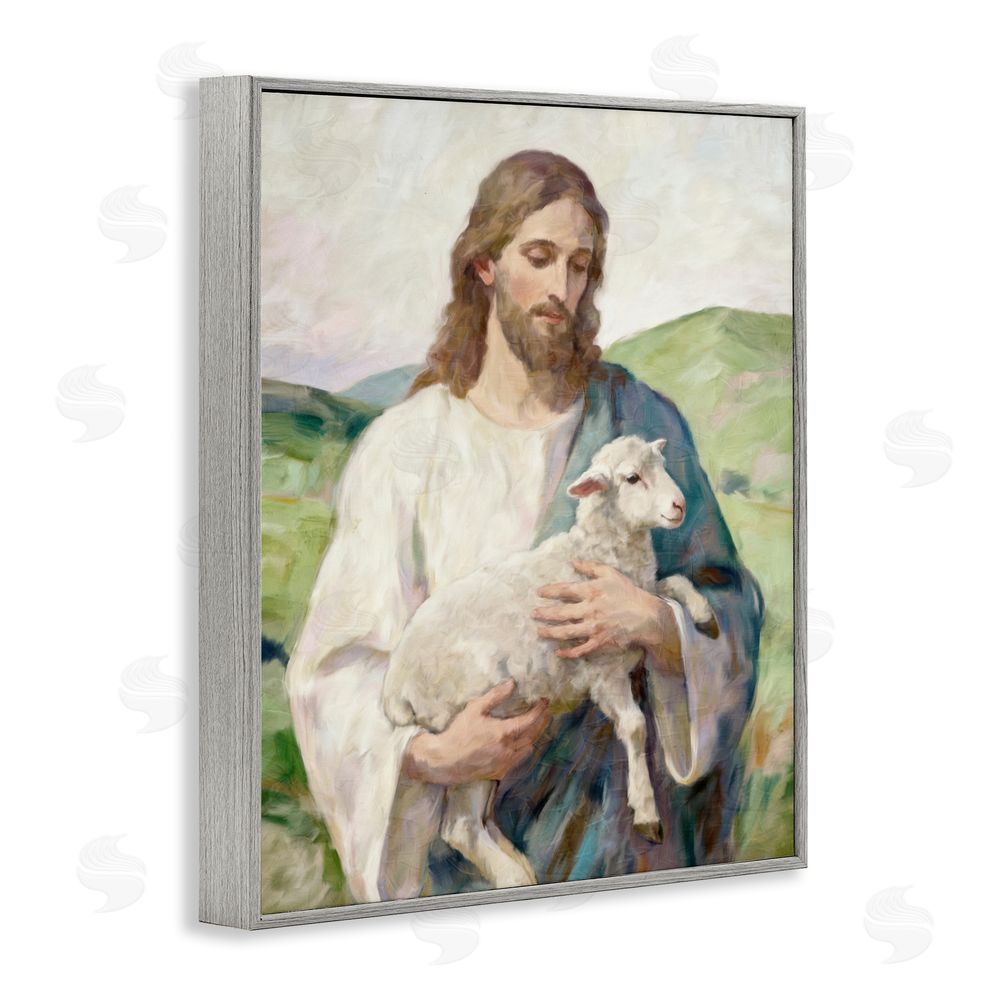 Kim Allen Little Lamb & Spiritual Figure Gray Framed Giclee Wall Art