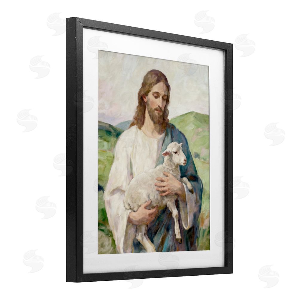 Kim Allen Little Lamb & Spiritual Figure Black Framed Print Under Glass Wall Art
