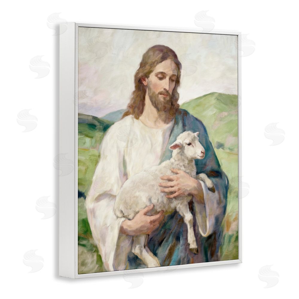 Kim Allen Little Lamb & Spiritual Figure White Framed Giclee Wall Art
