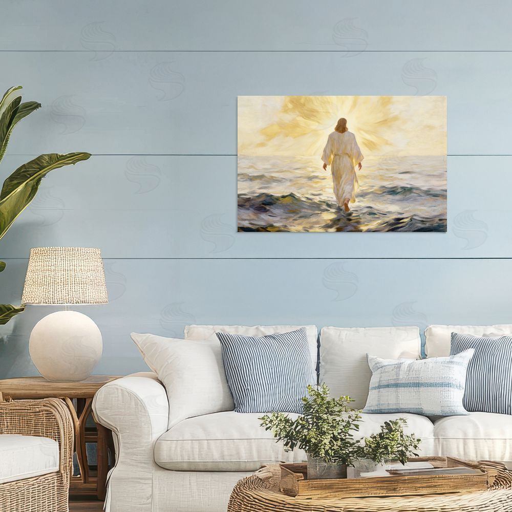 Kim Allen Golden Walk Spiritual Figure Stretched Canvas Wall Art in Room
