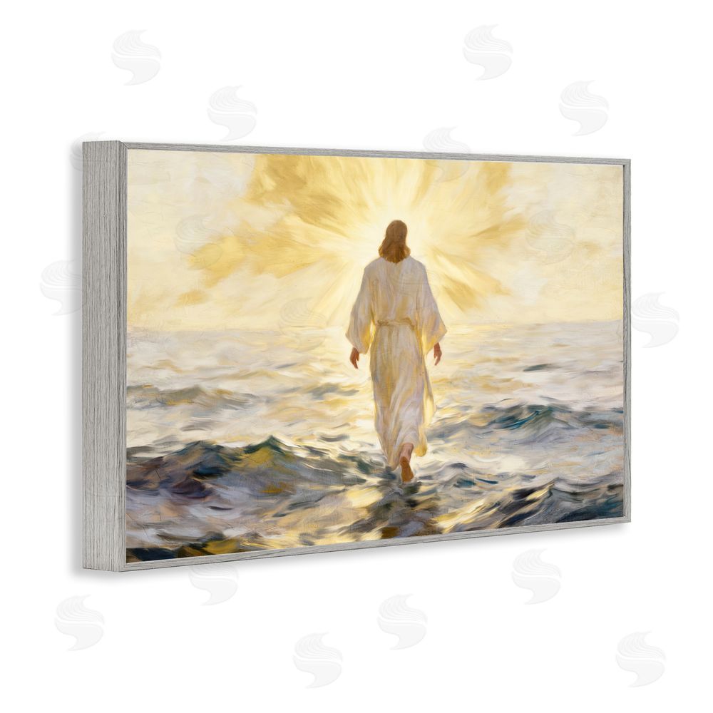 Kim Allen Golden Walk Spiritual Figure Gray Framed Giclee Wall Art