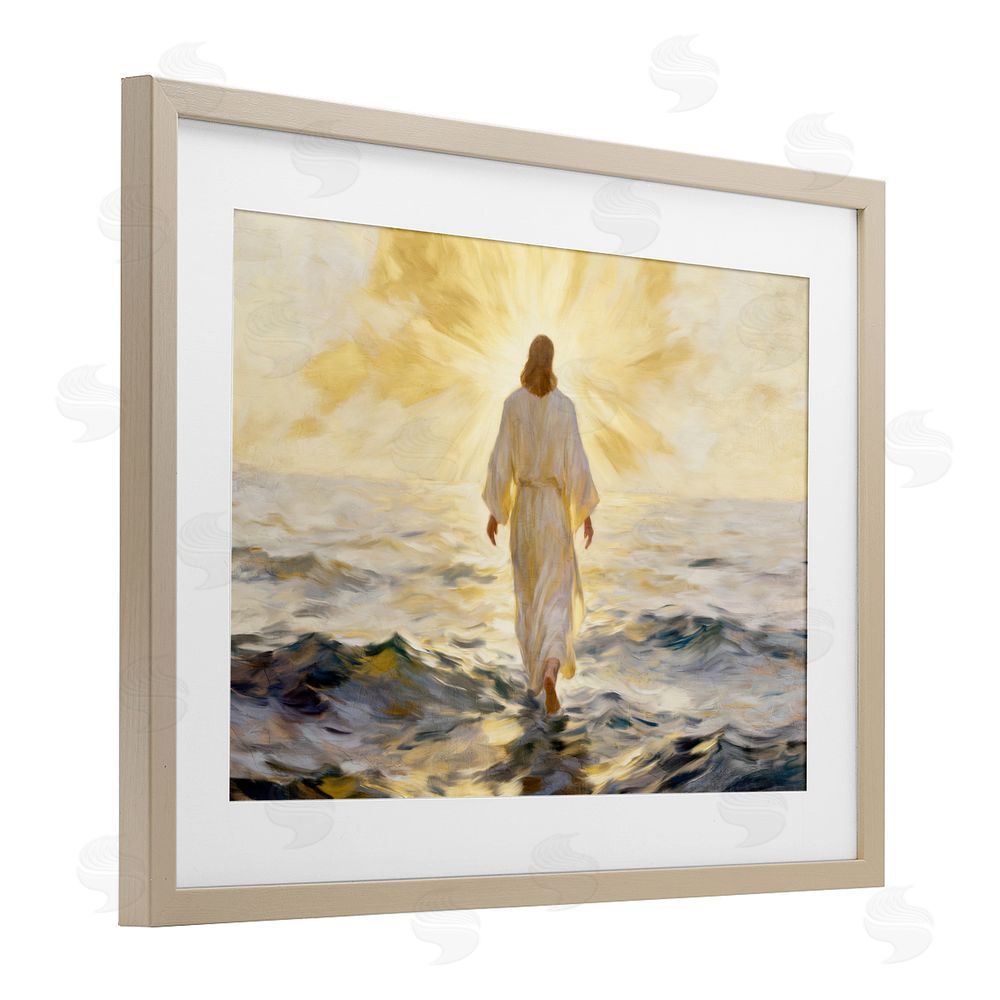Kim Allen Golden Walk Spiritual Figure Brown Framed Print Under Glass Wall Art