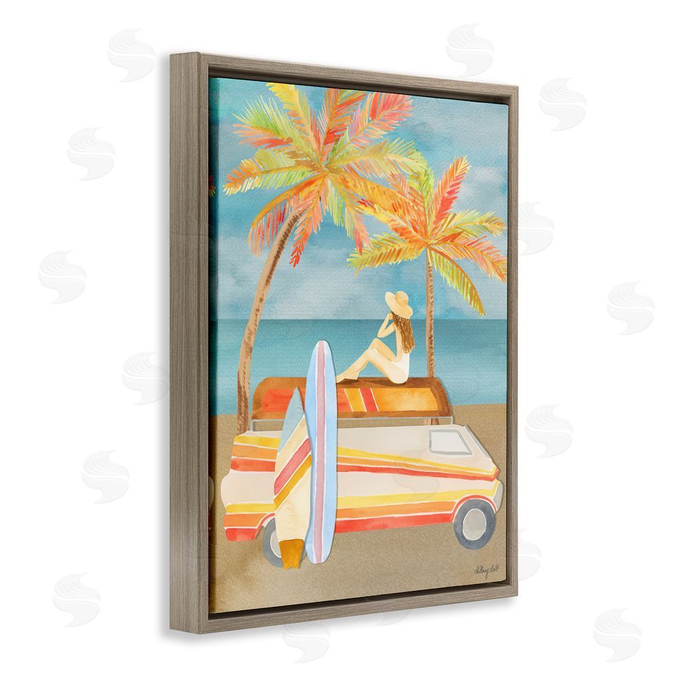 Hillary Holt California Road Trip Brown Floating Frame Stretched Canvas Wall Art Print