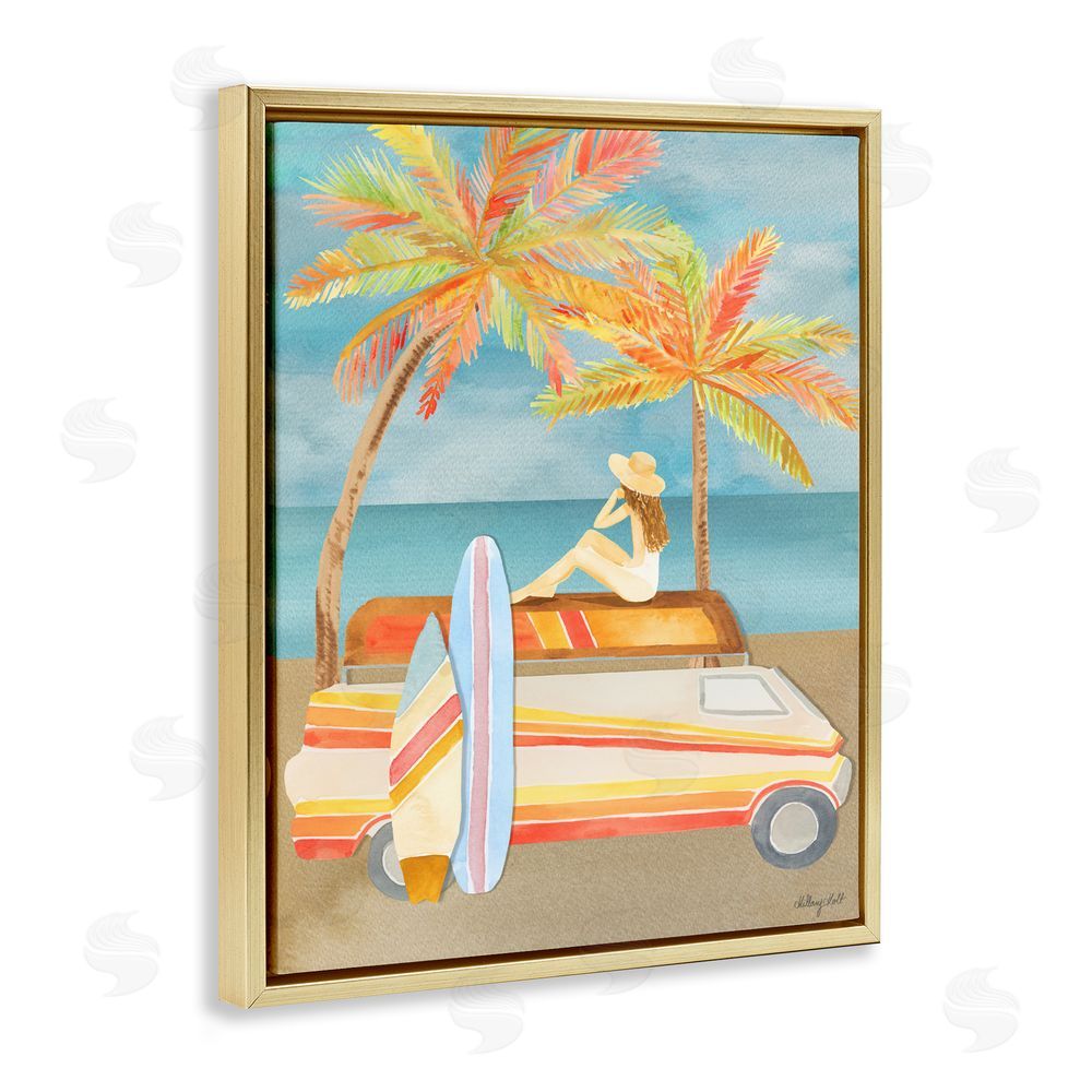 Hillary Holt California Road Trip Gold Floating Frame Stretched Canvas Wall Art Print