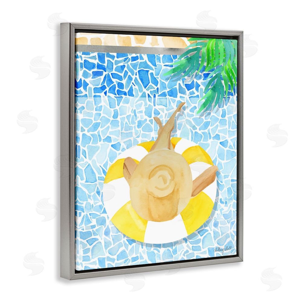 Hillary Holt Summer Poolside Drift Gray Floating Framed Canvas Wall Art Print