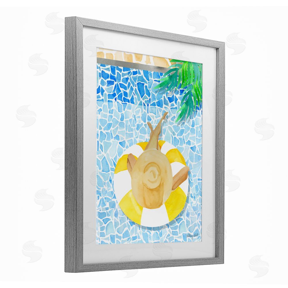 Hillary Holt Summer Poolside Drift Gray Framed Print Under Glass with White Mat Wall Art