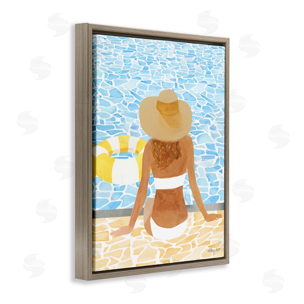 Hillary Holt Summer Poolside Chill Brown Floating Framed Canvas Wall Art Print