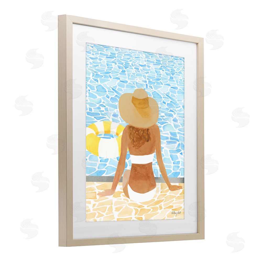 Hillary Holt Summer Poolside Chill Brown Framed Print Under Glass with White Mat Wall Art