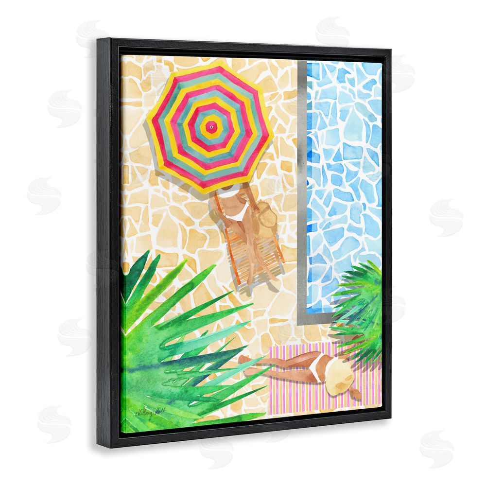 Hillary Holt Poolside Chill Duo Black Floating Framed Canvas Wall Art