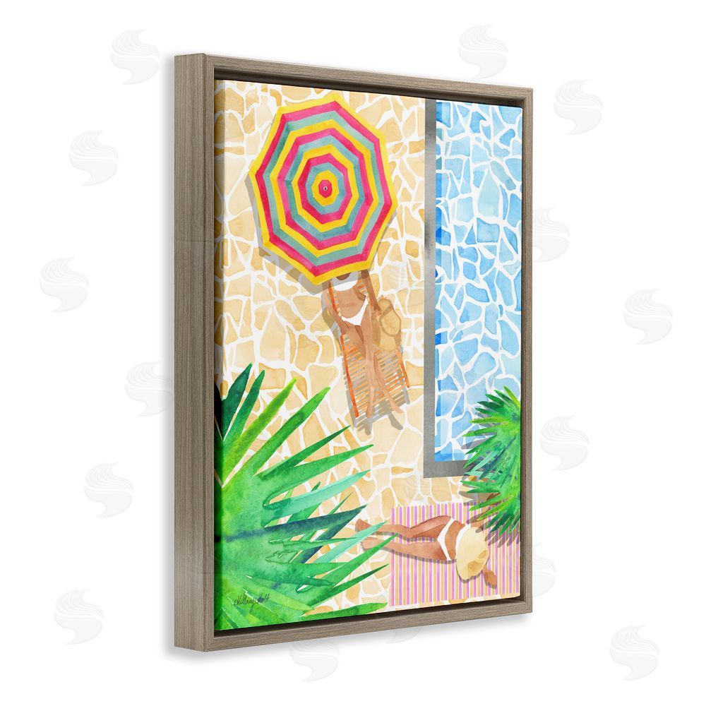 Hillary Holt Poolside Chill Duo Brown Floating Framed Canvas Wall Art