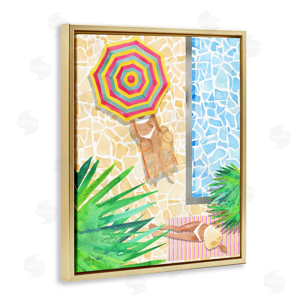 Hillary Holt Poolside Chill Duo Gold Floating Framed Canvas Wall Art