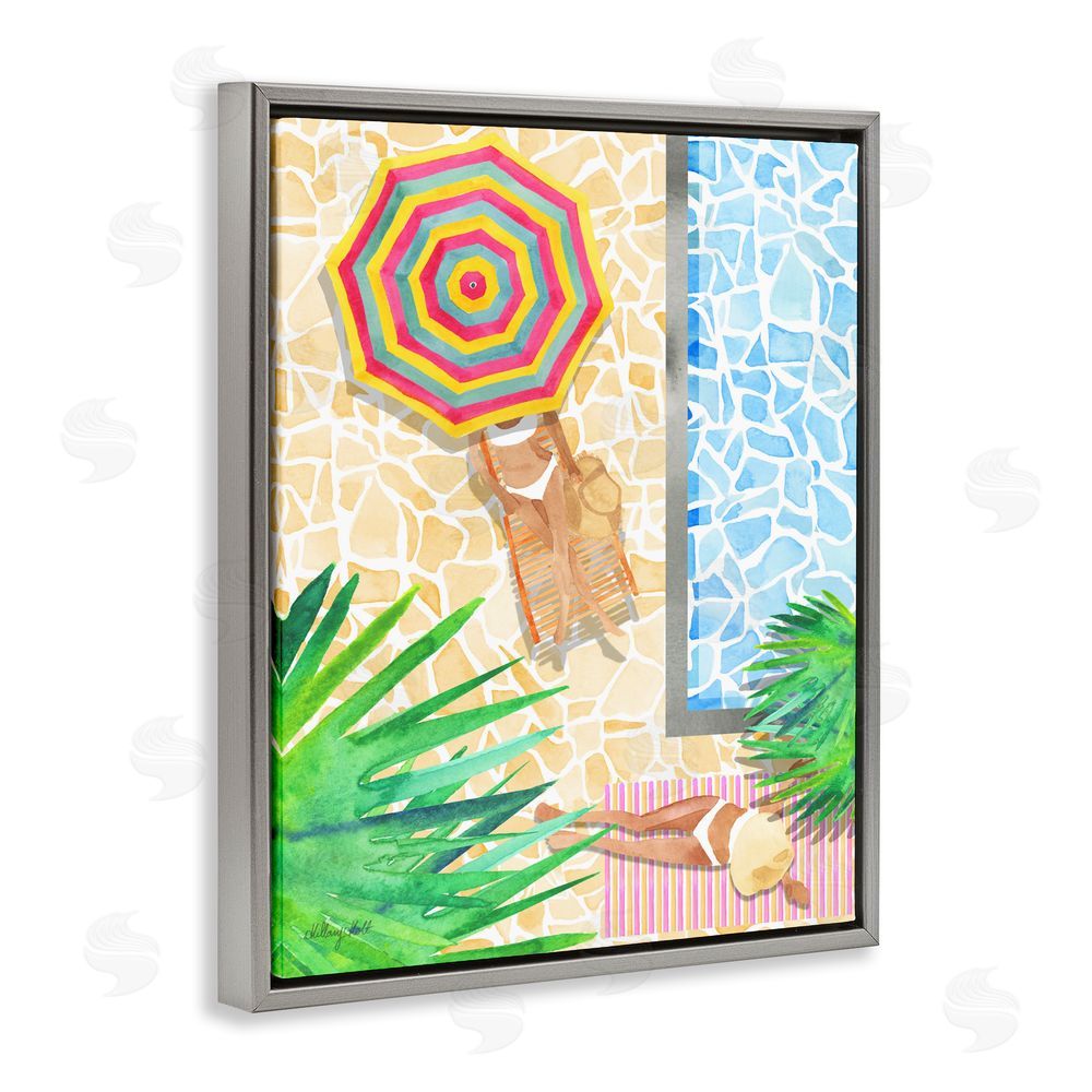 Hillary Holt Poolside Chill Duo Gray Floating Framed Canvas Wall Art
