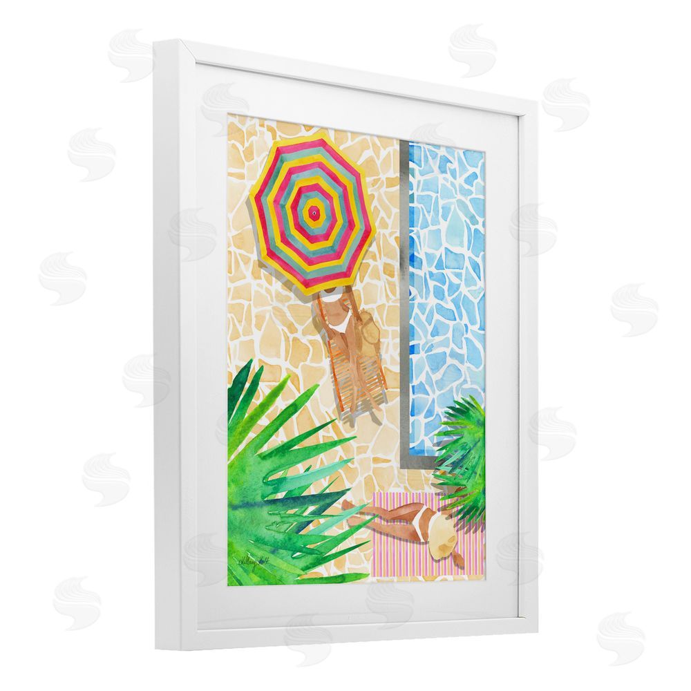 Hillary Holt Poolside Chill Duo White Framed Print Under Glass Wall Art