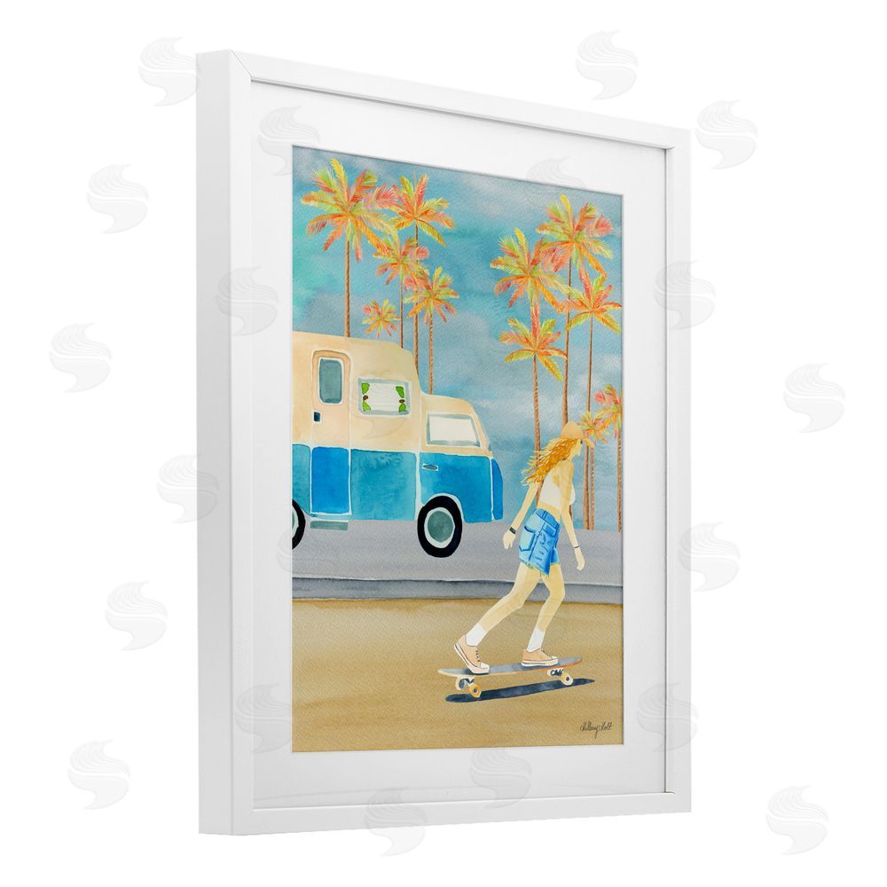 Hillary Holt Santa Monica Road Trip White Framed Print Under Glass with White Mat Wall Art