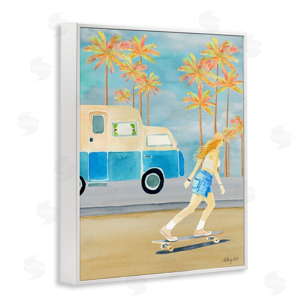 Hillary Holt Santa Monica Road Trip White Framed Giclee Wall Art Print