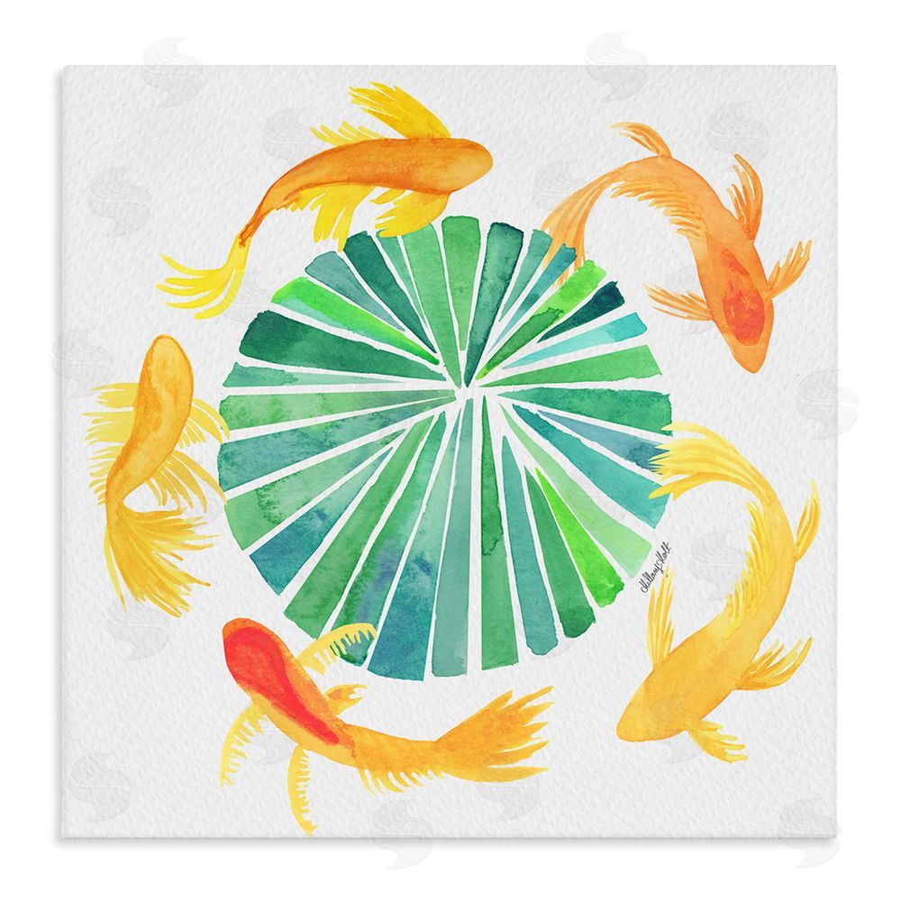 Hillary Holt Lotus Garden Orbital Fish Stretched Canvas Wall Art