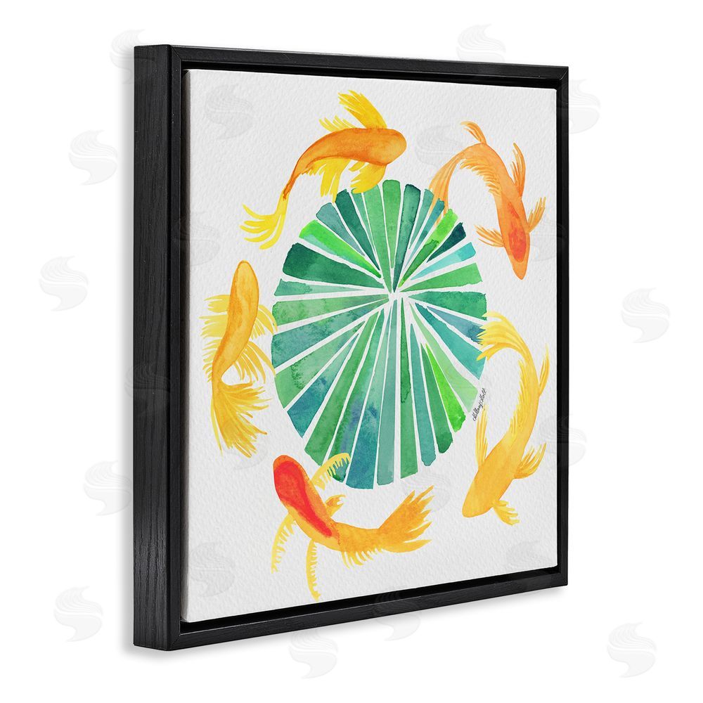 Hillary Holt Lotus Garden Orbital Fish Black Floating Framed Canvas Wall Art