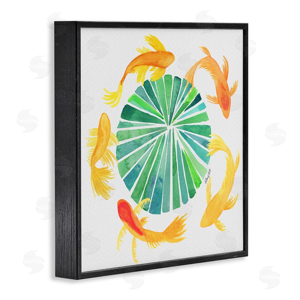 Hillary Holt Lotus Garden Orbital Fish Black Framed Giclee Wall Art