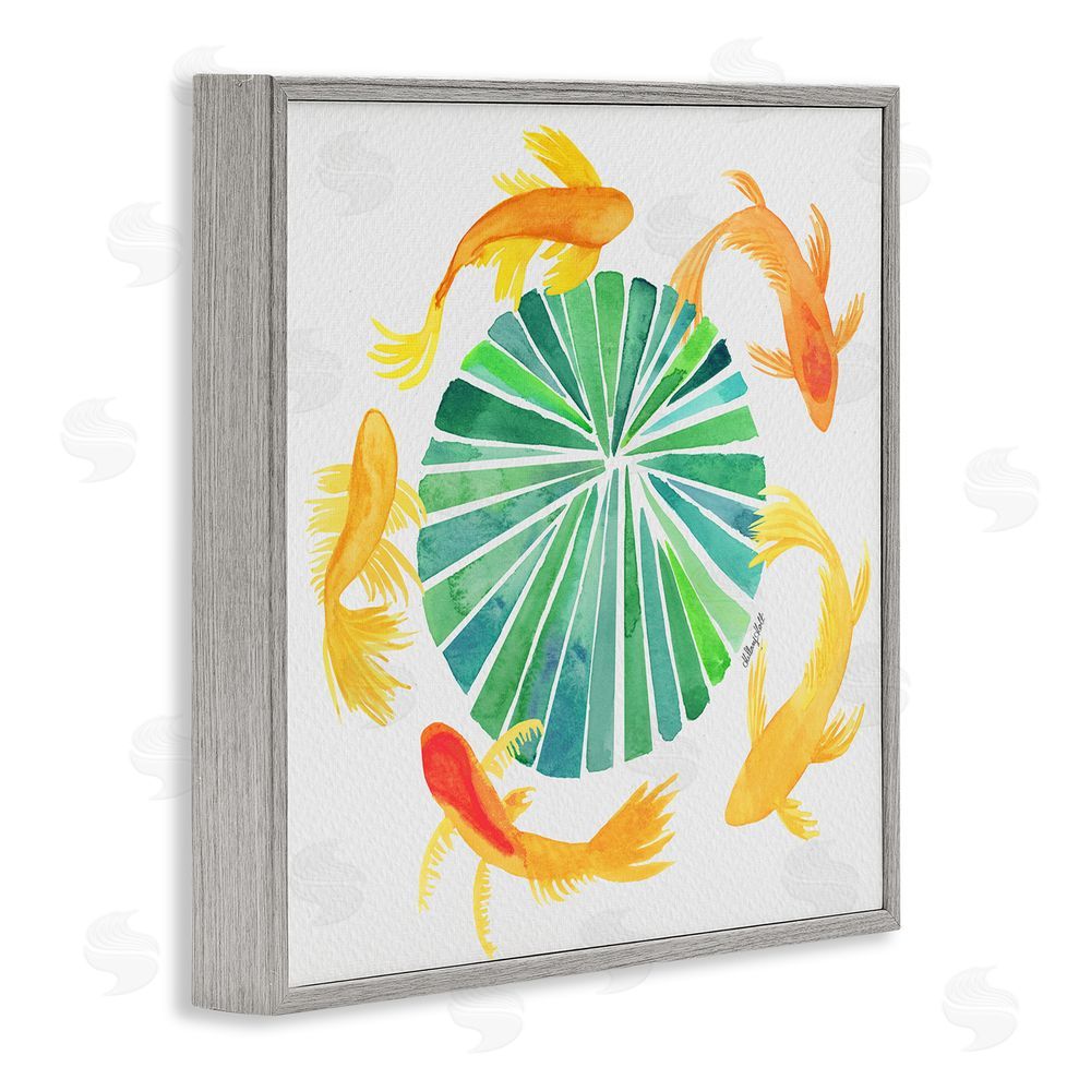 Hillary Holt Lotus Garden Orbital Fish Gray Framed Giclee Wall Art