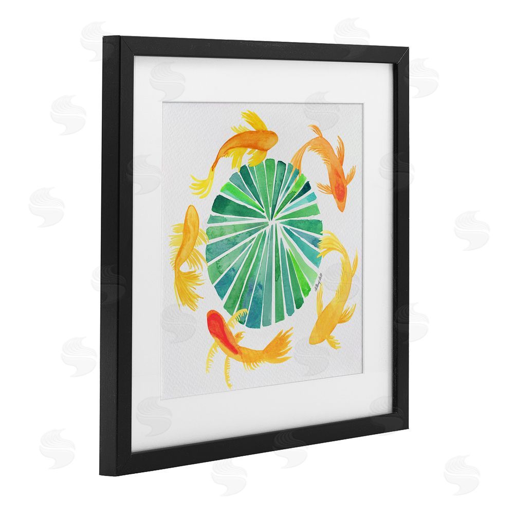 Hillary Holt Lotus Garden Orbital Fish Black Framed Print Under Glass Wall Art