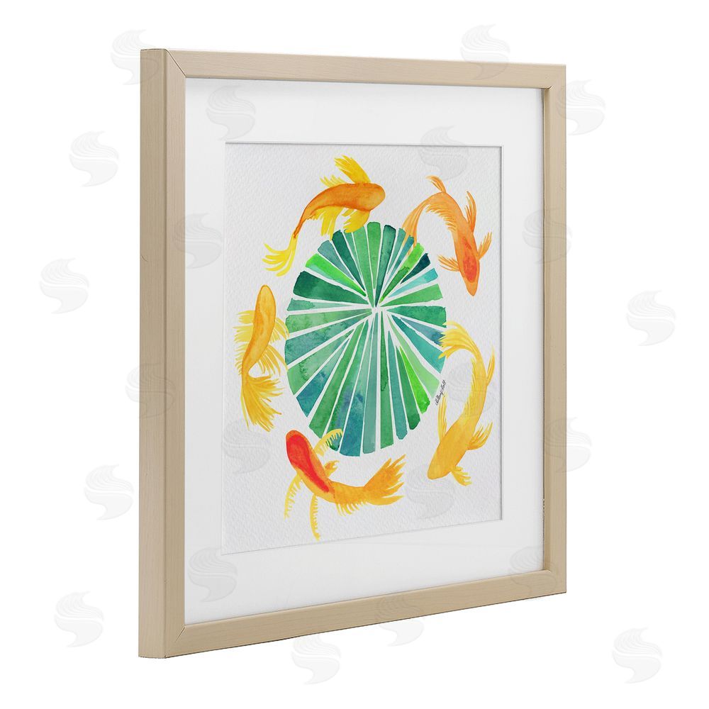 Hillary Holt Lotus Garden Orbital Fish Brown Framed Print Under Glass Wall Art