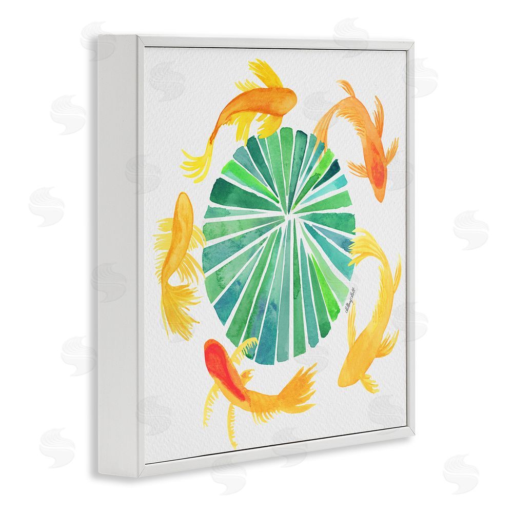 Hillary Holt Lotus Garden Orbital Fish White Framed Giclee Wall Art
