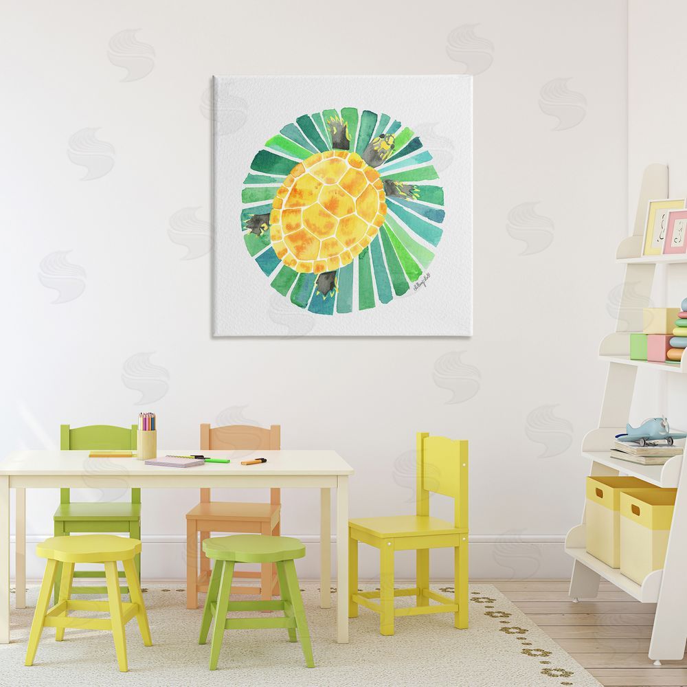 Hillary Holt Lotus Garden Turtle Stretched Canvas Wall Art in Room