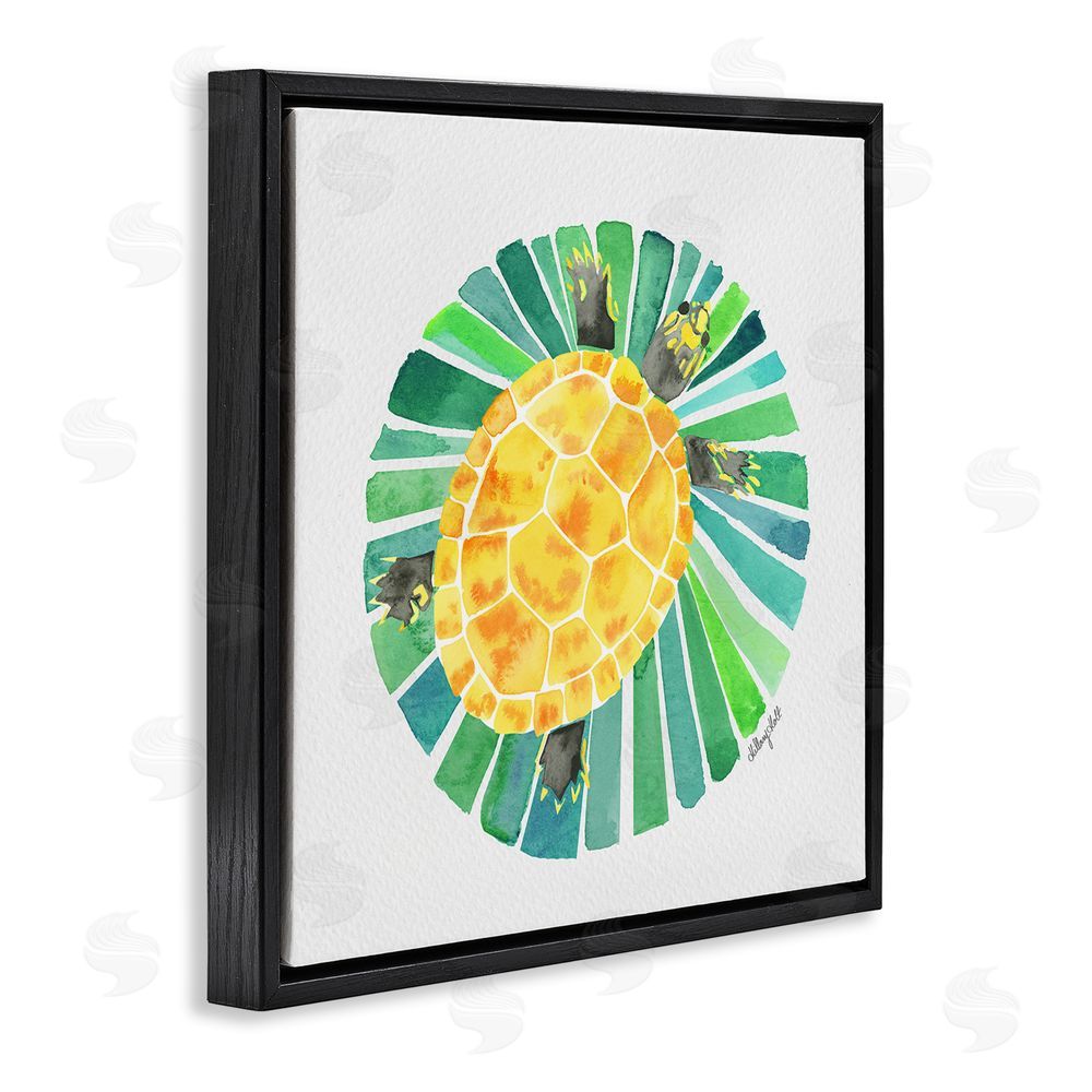 Hillary Holt Lotus Garden Turtle Black Floating Framed Canvas Wall Art