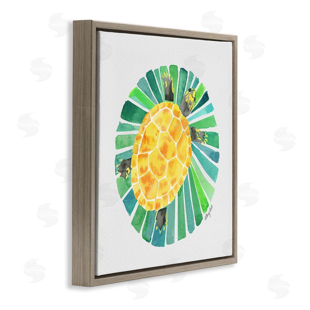 Hillary Holt Lotus Garden Turtle Brown Floating Framed Canvas Wall Art