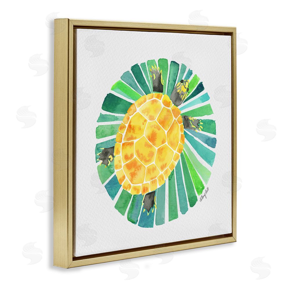 Hillary Holt Lotus Garden Turtle Gold Floating Framed Canvas Wall Art