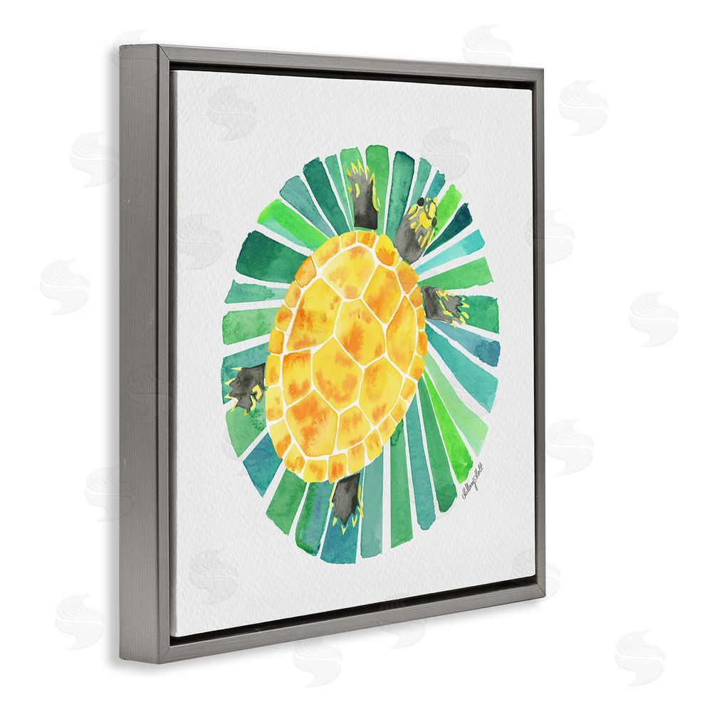 Hillary Holt Lotus Garden Turtle Gray Floating Framed Canvas Wall Art