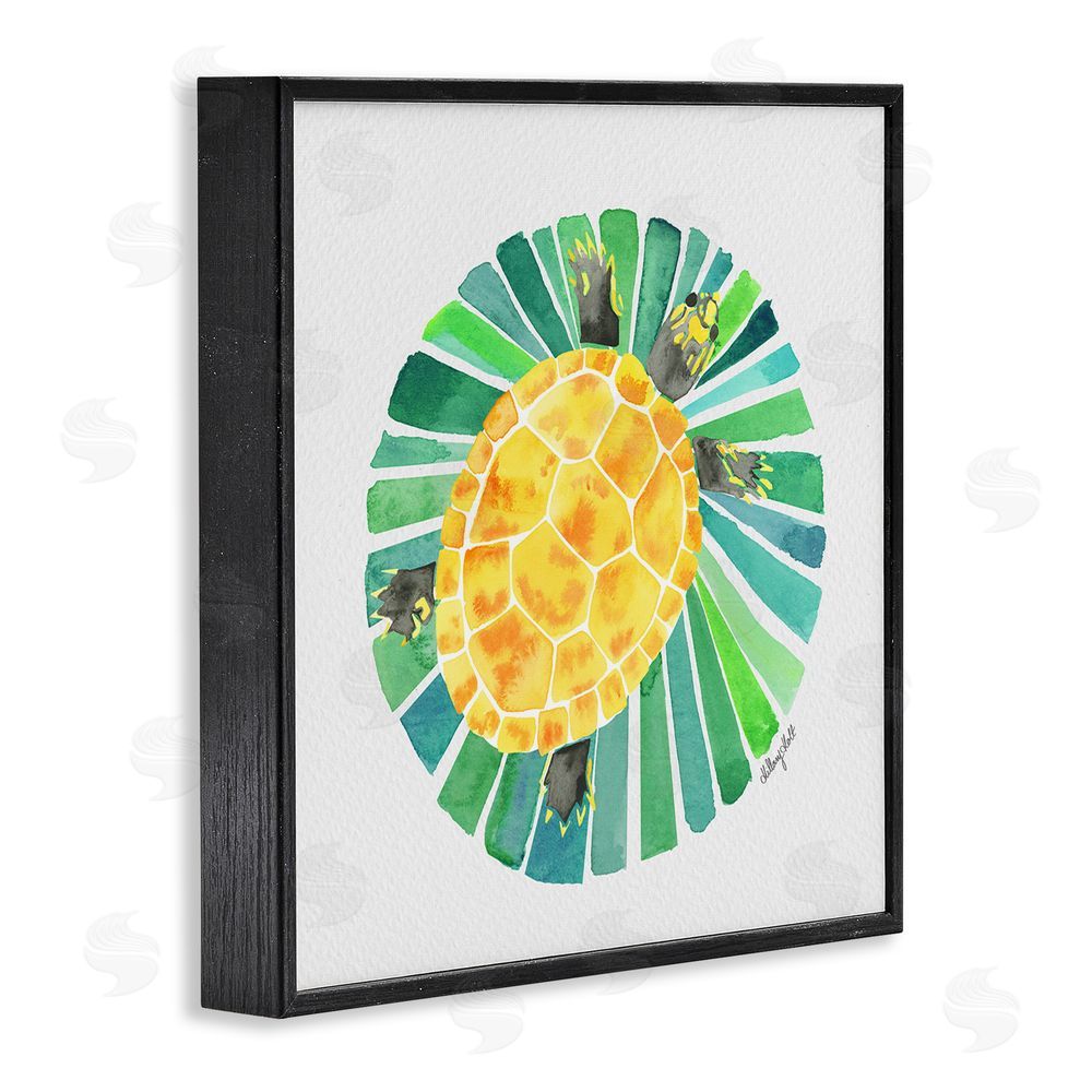 Hillary Holt Lotus Garden Turtle Black Framed Giclee Wall Art