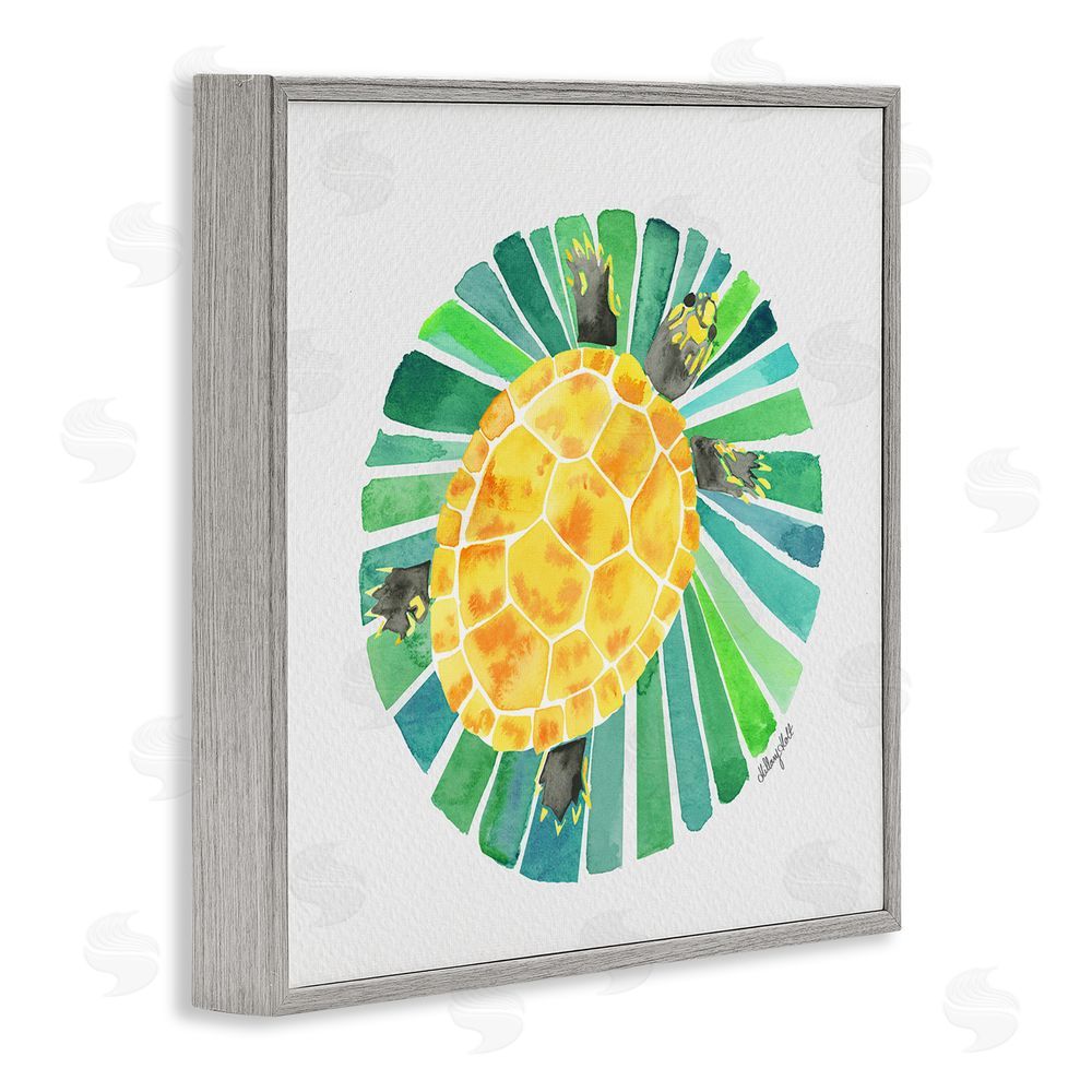 Hillary Holt Lotus Garden Turtle Gray Framed Giclee Wall Art