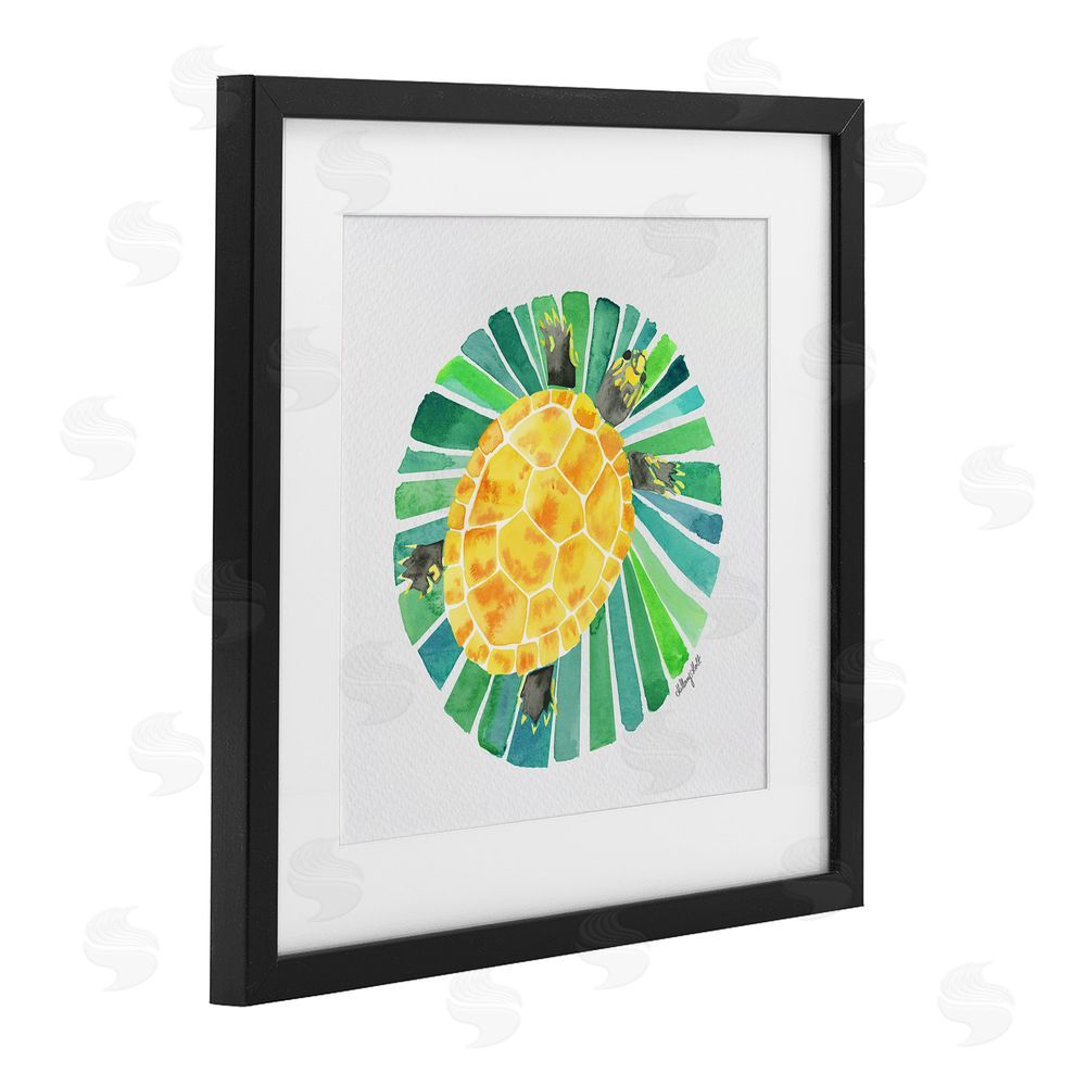 Hillary Holt Lotus Garden Turtle Black Framed Print Under Glass Wall Art