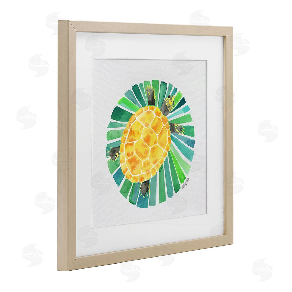 Hillary Holt Lotus Garden Turtle Brown Framed Print Under Glass Wall Art