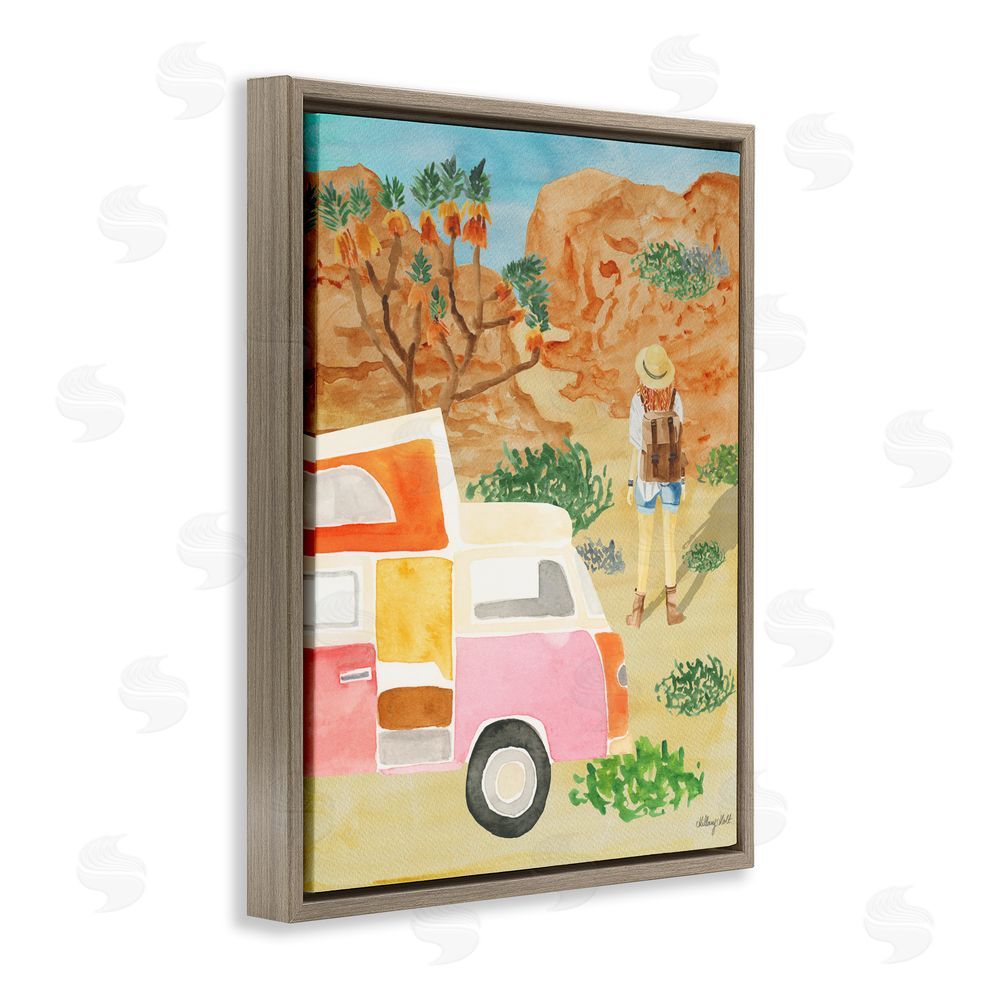 Hillary Holt Mojave Desert Road Trip Brown Floating Framed Canvas Wall Art